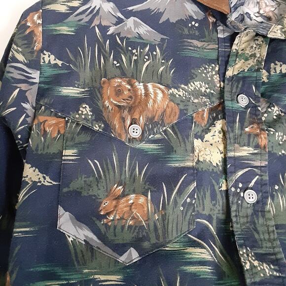 Mo Betta Western Shirt Suede Collar Bear Mountain Button Up Shirt Garth Brooks - Picture 6 of 9